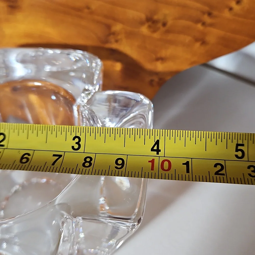 Signed Orrefors Crystal Candle Holders, by Swedish Artist Anna Ehrner, Set of 2